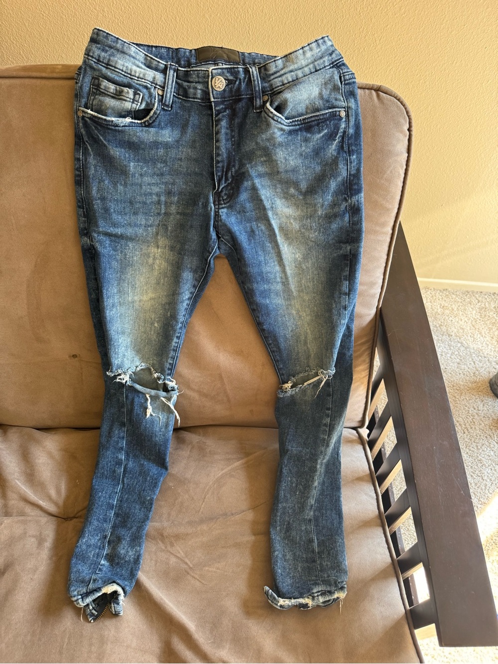 YoungLA Men's Ripped Blue Skinny Jeans